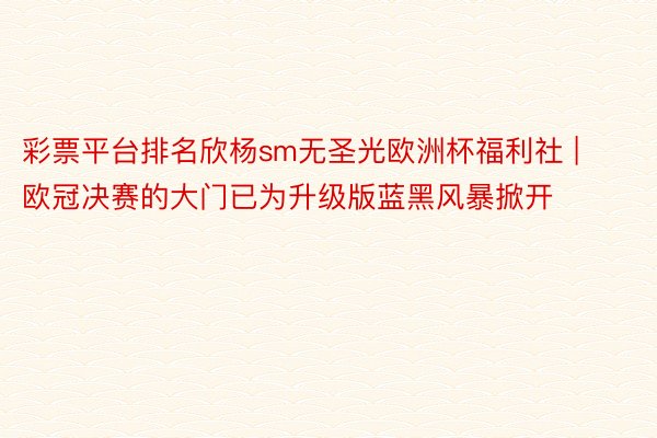 彩票平台排名欣杨sm无圣光欧洲杯福利社 | 欧冠决赛的大门已为升级版蓝黑风暴掀开