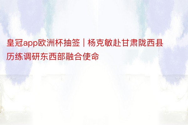 皇冠app欧洲杯抽签 | 杨克敏赴甘肃陇西县历练调研东西部融合使命