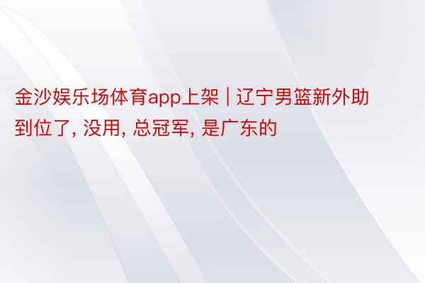 金沙娱乐场体育app上架 | 辽宁男篮新外助到位了, 没用, 总冠军, 是广东的