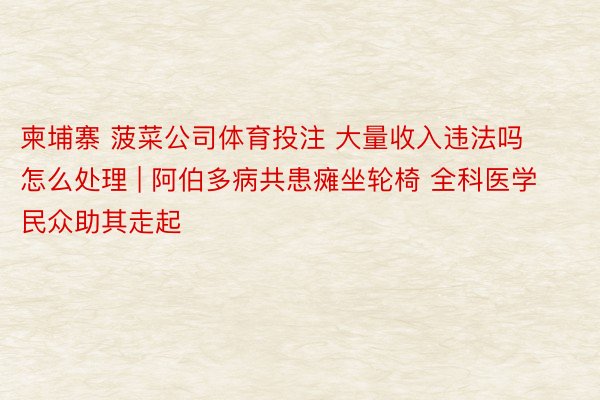 柬埔寨 菠菜公司体育投注 大量收入违法吗怎么处理 | 阿伯多病共患瘫坐轮椅 全科医学民众助其走起