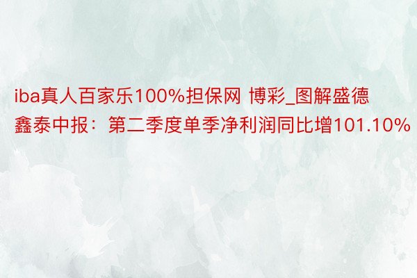 iba真人百家乐100%担保网 博彩_图解盛德鑫泰中报：第二季度单季净利润同比增101.10%