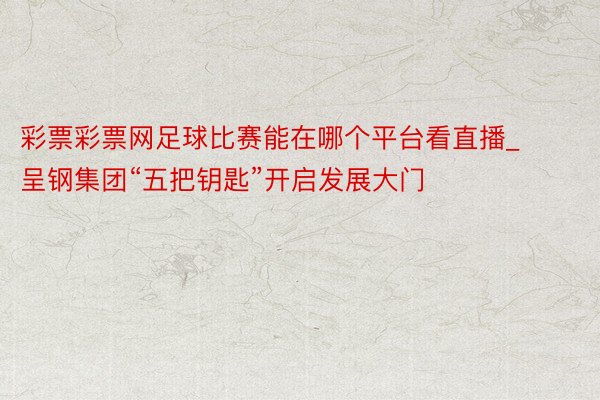 彩票彩票网足球比赛能在哪个平台看直播_呈钢集团“五把钥匙”开启发展大门