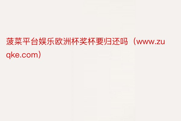 菠菜平台娱乐欧洲杯奖杯要归还吗（www.zuqke.com）