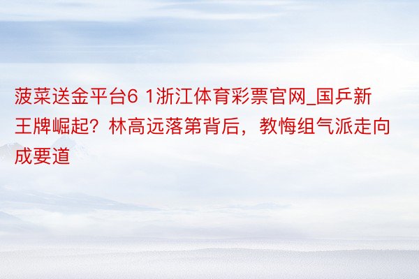 菠菜送金平台6 1浙江体育彩票官网_国乒新王牌崛起？林高远落第背后，教悔组气派走向成要道