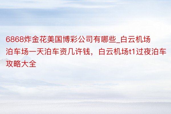 6868炸金花美国博彩公司有哪些_白云机场泊车场一天泊车资几许钱，白云机场t1过夜泊车攻略大全