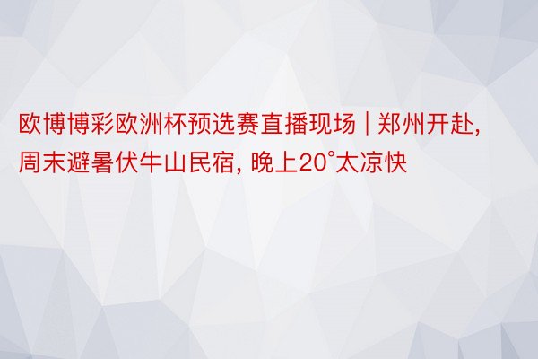 欧博博彩欧洲杯预选赛直播现场 | 郑州开赴, 周末避暑伏牛山民宿, 晚上20°太凉快